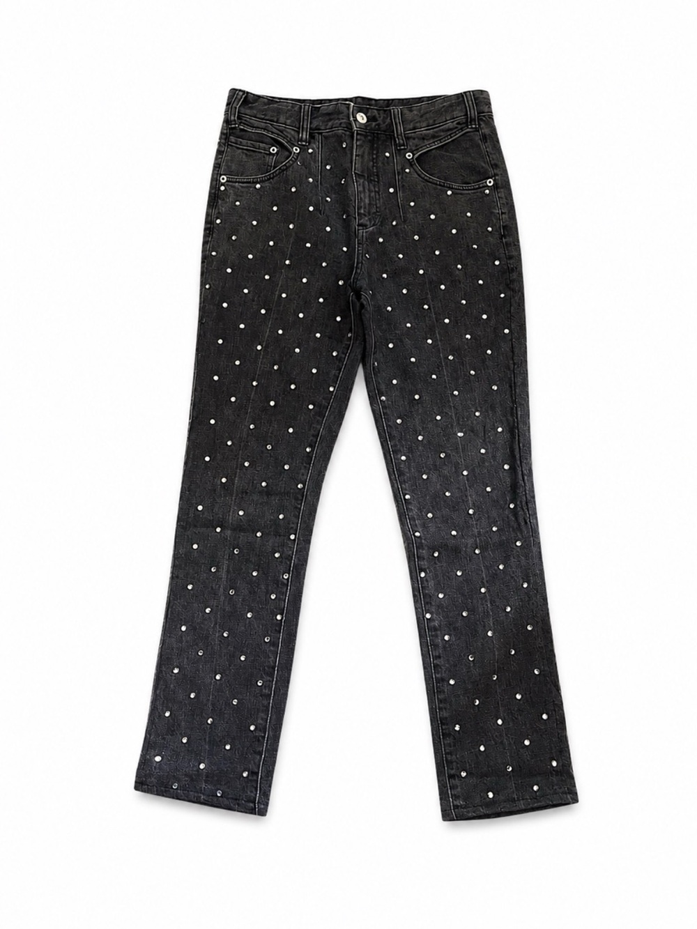 Pilcro Black Mid-Rise Jeans with Crystals in Silver Studs - Size 27